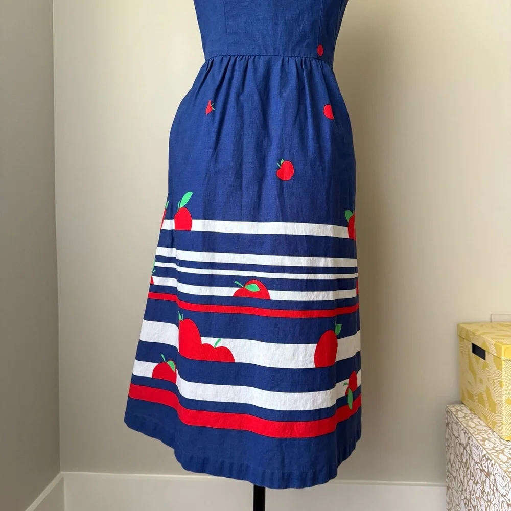 Vintage 1960s apple print Hawaiian barkcloth dress - Malia Honolulu - Picture 3 of 9